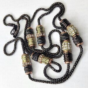 Bronze Gold Necklace With Rhinestones